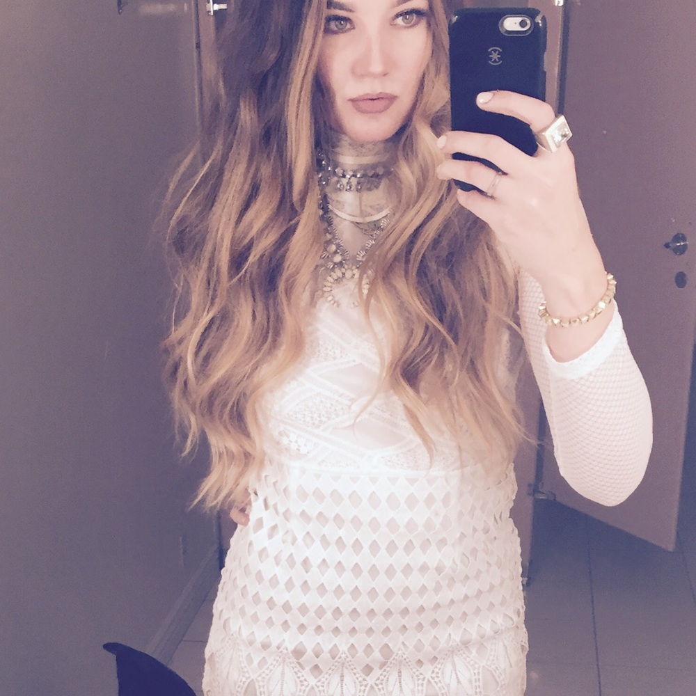 Charlotte Russe Lace Long Sleeve White Dress